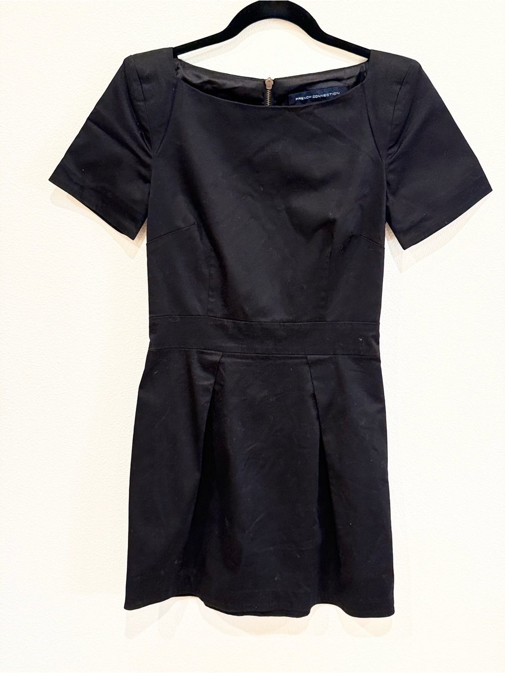 French Connection Short Black Dress with Puff Sleeve -